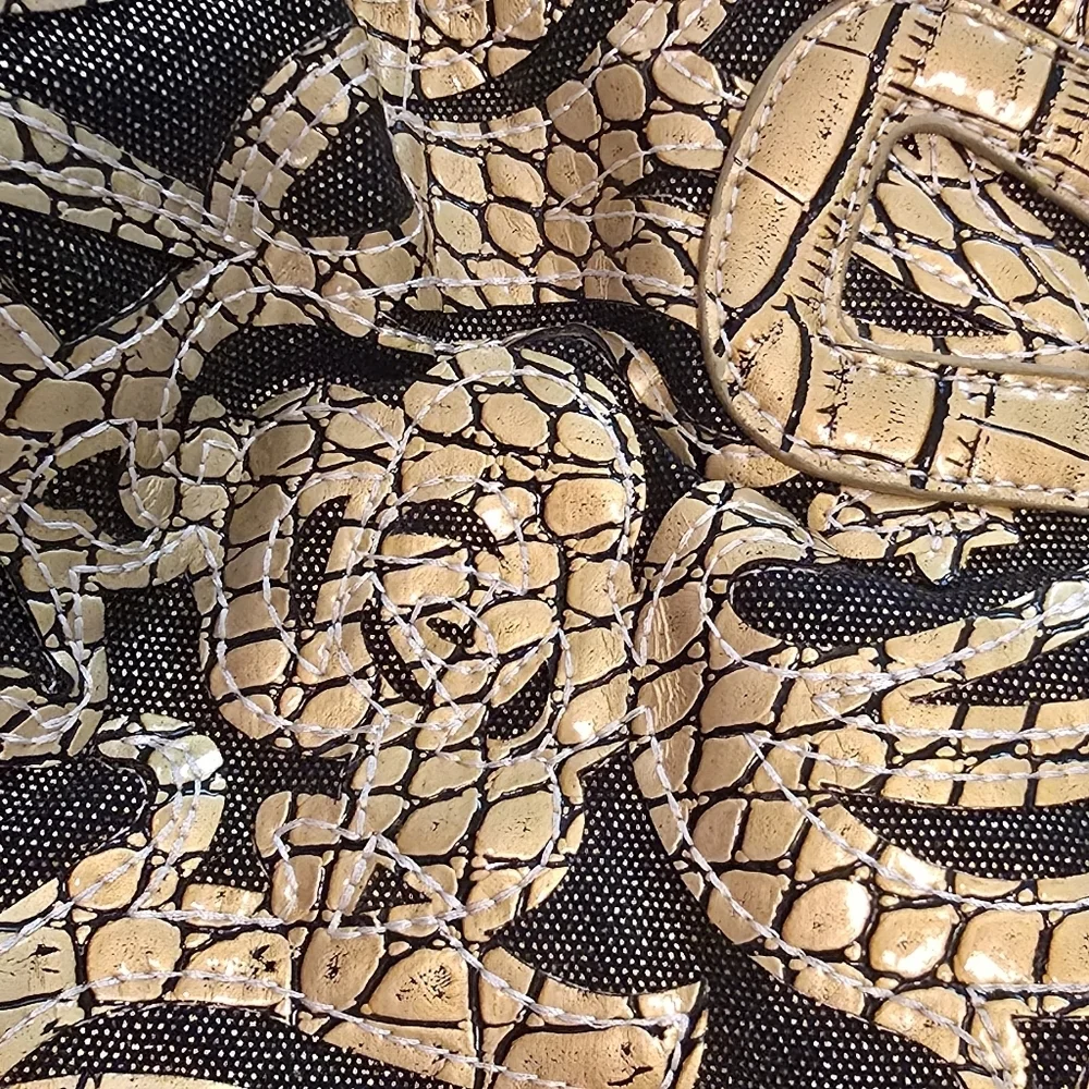 Large Unique Gold and Black Women's Handbag (1206)